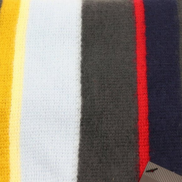 Alfani Men’s Striped Scarf, Navy and Yellow - Picture 3 of 7